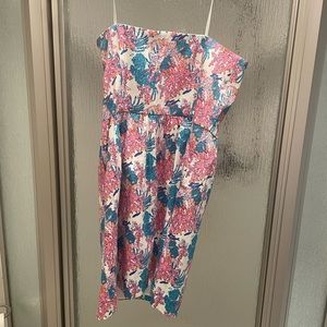 Vineyard Vines ocean life strapless dress in white cap, size 10, NWT.